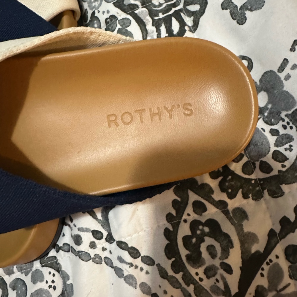 Rothy's Navy and Cream Crossband Slide Sandals - Picture 5 of 5